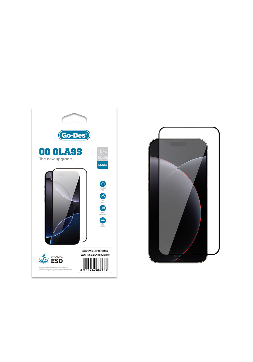 Go Des OG Glass Antistatik – iPhone 18 Pro Max Ekran Koruyucusu