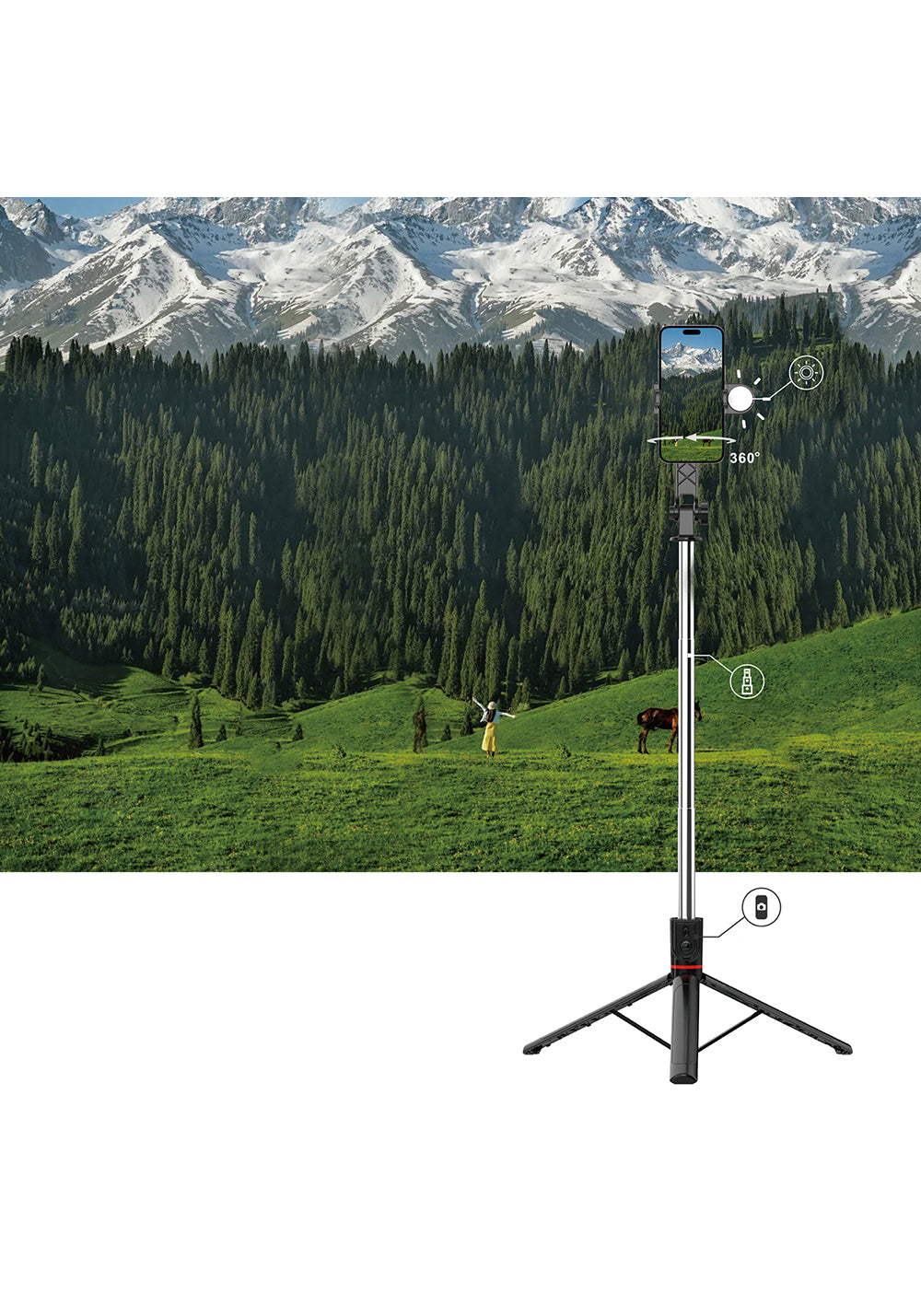 Wiwu Wi-SE015 – 180 cm Işıklı Tripod ve Selfie Çubuğu