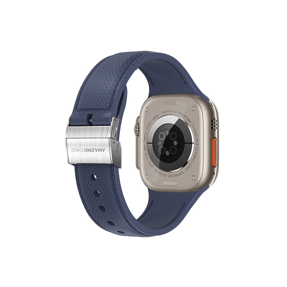 Amazingthing Titan Swift Deri Dokulu Silikon Kordon – Apple Watch 45/46/49 mm