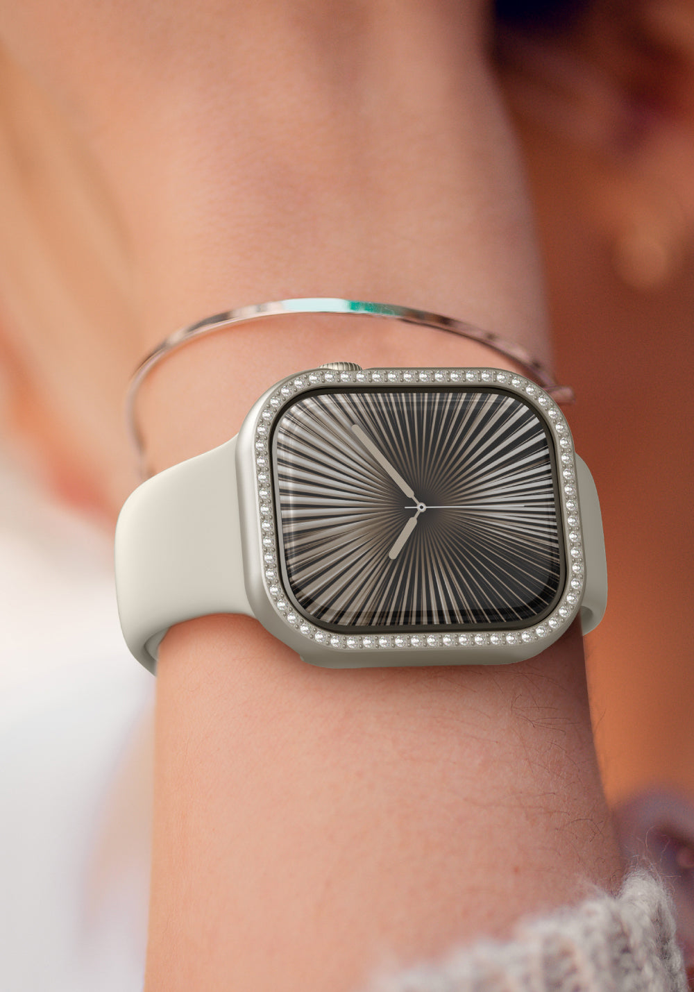 Amazingthing Gleam Fit FullGuard Taşlı PC Kasa ve Ekran Koruması – Apple Watch Series 10 46 mm