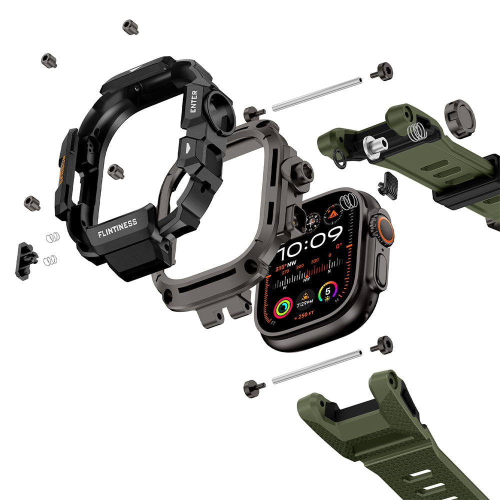 Mohseven Punk Fortress Silikon Kordon ve Koruyucu Kasa – Apple Watch Ultra 49 mm