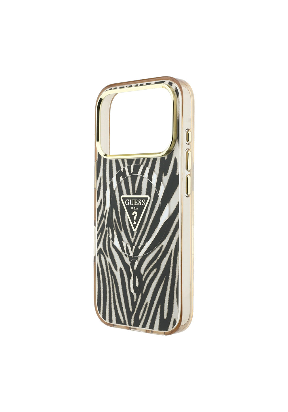 Guess Üçgen Logolu Zebra Desenli Silikon – iPhone 18 Pro Max Kılıfı