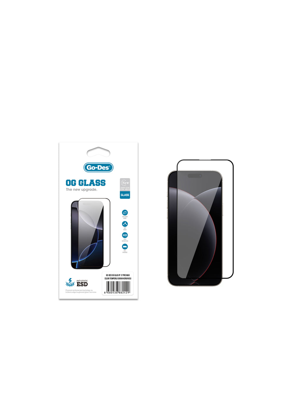 Go Des OG Glass Antistatik – iPhone 18 Pro Max Ekran Koruyucusu