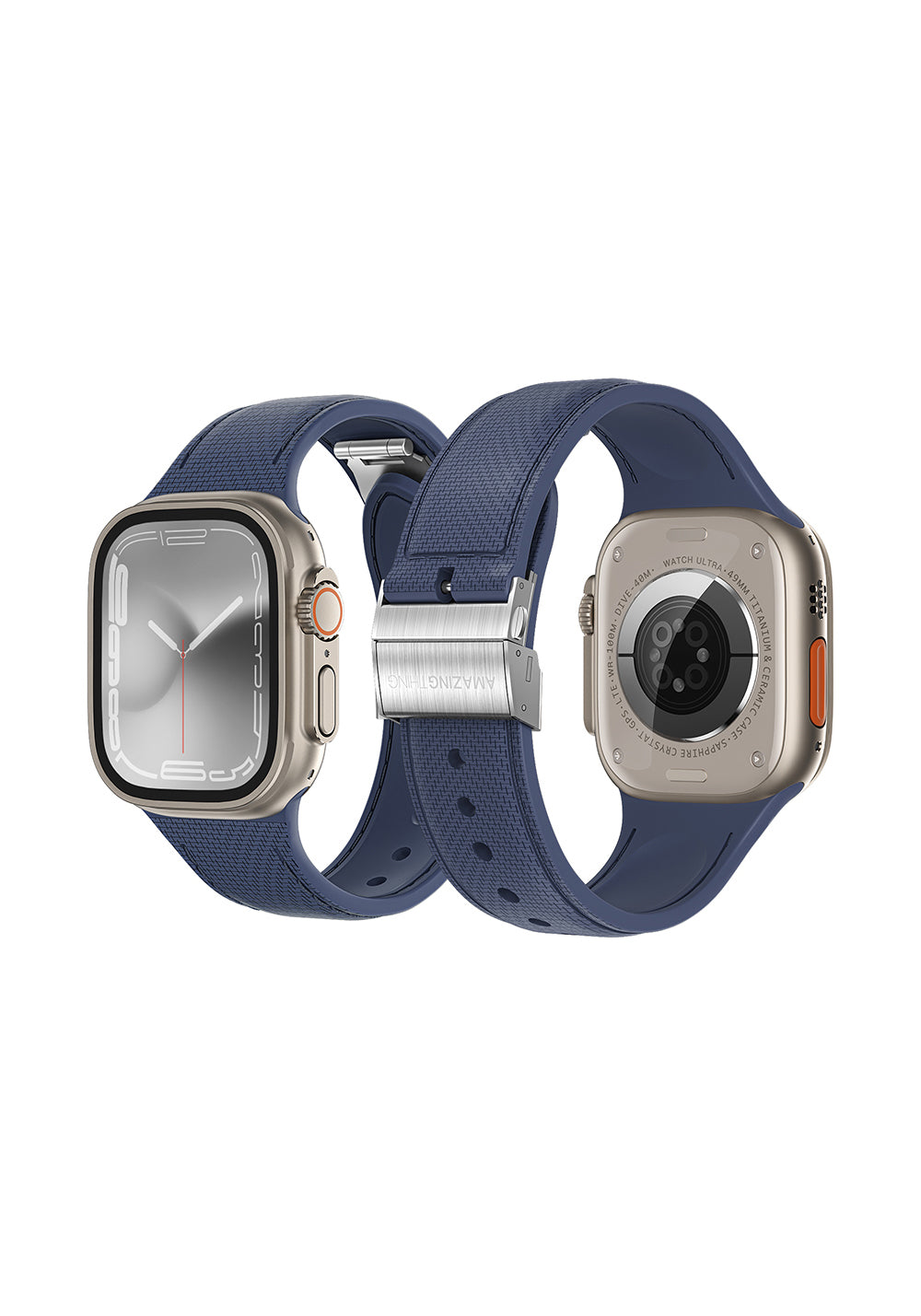 Amazingthing Titan Swift Deri Dokulu Silikon Kordon – Apple Watch 45/46/49 mm