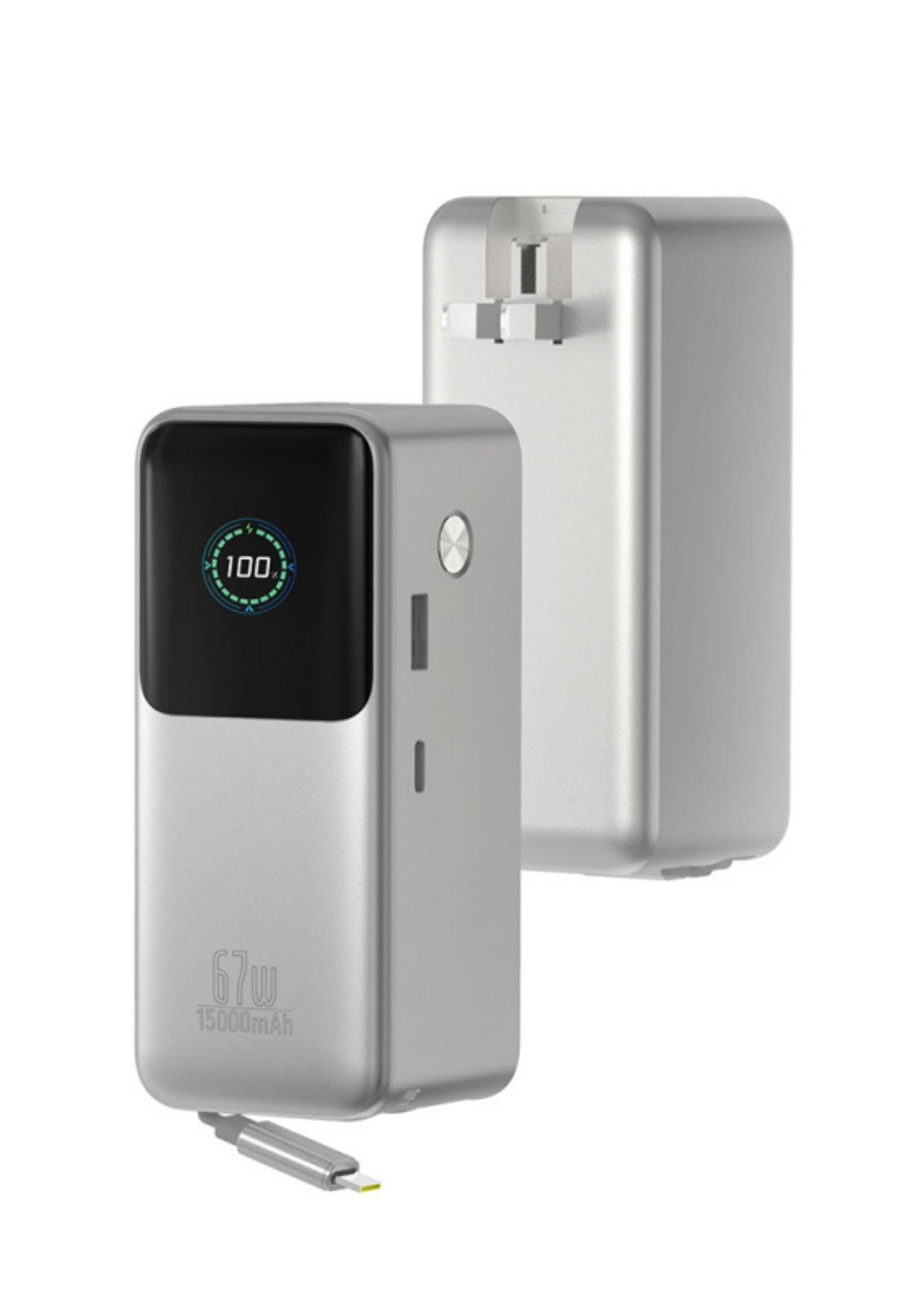 WiWU PM501 Power Mega 67W 15000mAh Şarj Cihazı, Kablo ve Powerbank – Silver