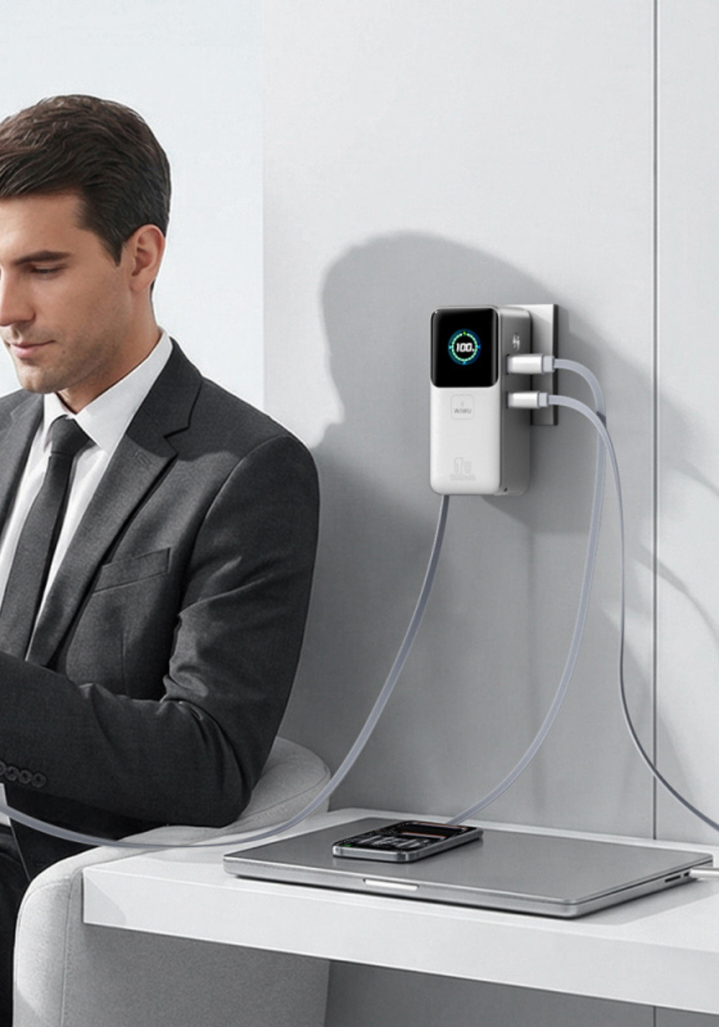 WiWU PM501 Power Mega 67W 15000mAh Şarj Cihazı, Kablo ve Powerbank – Silver