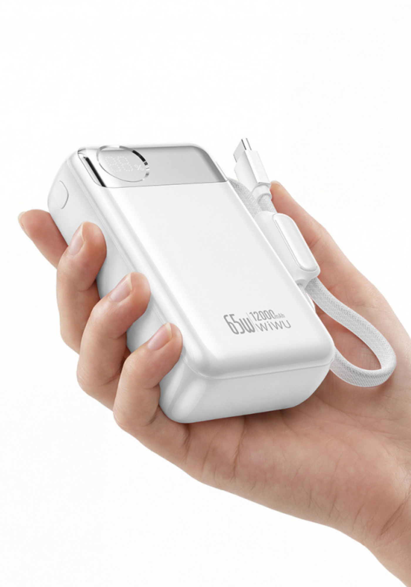 WiWU T132 Power Plus 65W 12000mAh Type-C Kablolu PD Hızlı Şarj Powerbank
