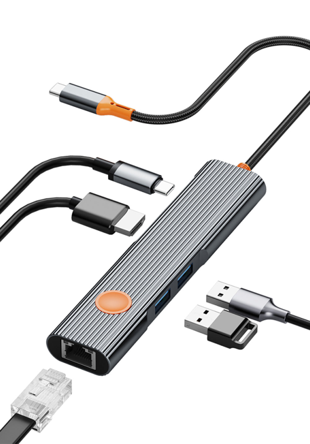 Wiwu Wi-HB005 5’si 1 Arada USB-C Hub HDMI PD 100W