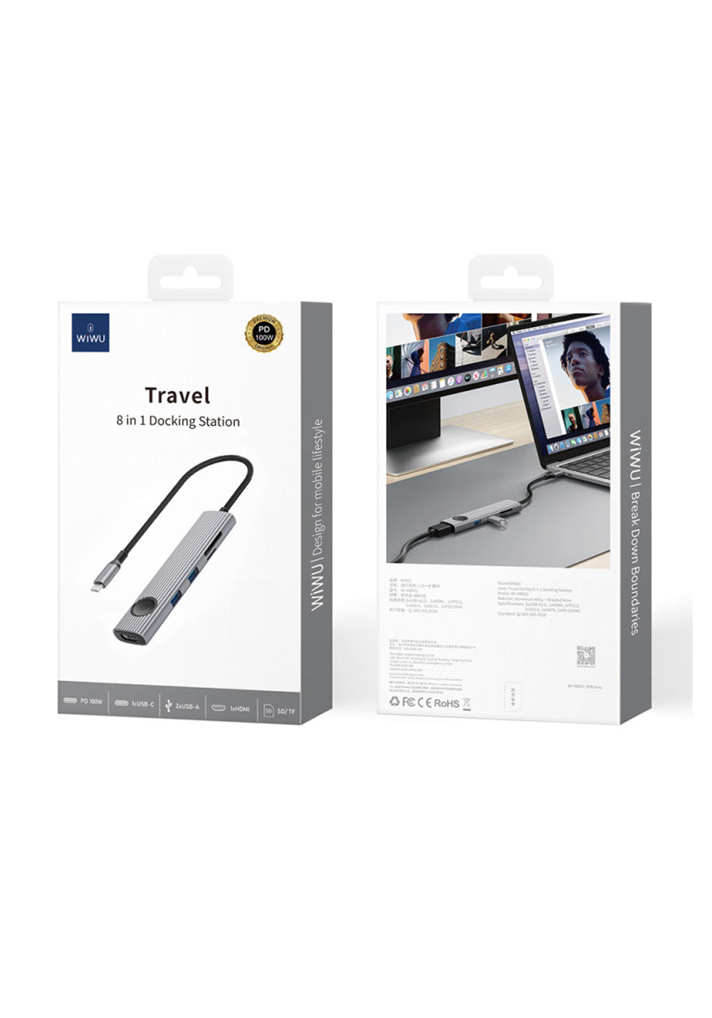 Wiwu Wi-HB8001 8’si 1 Arada USB-C Hub HDMI PD 100W