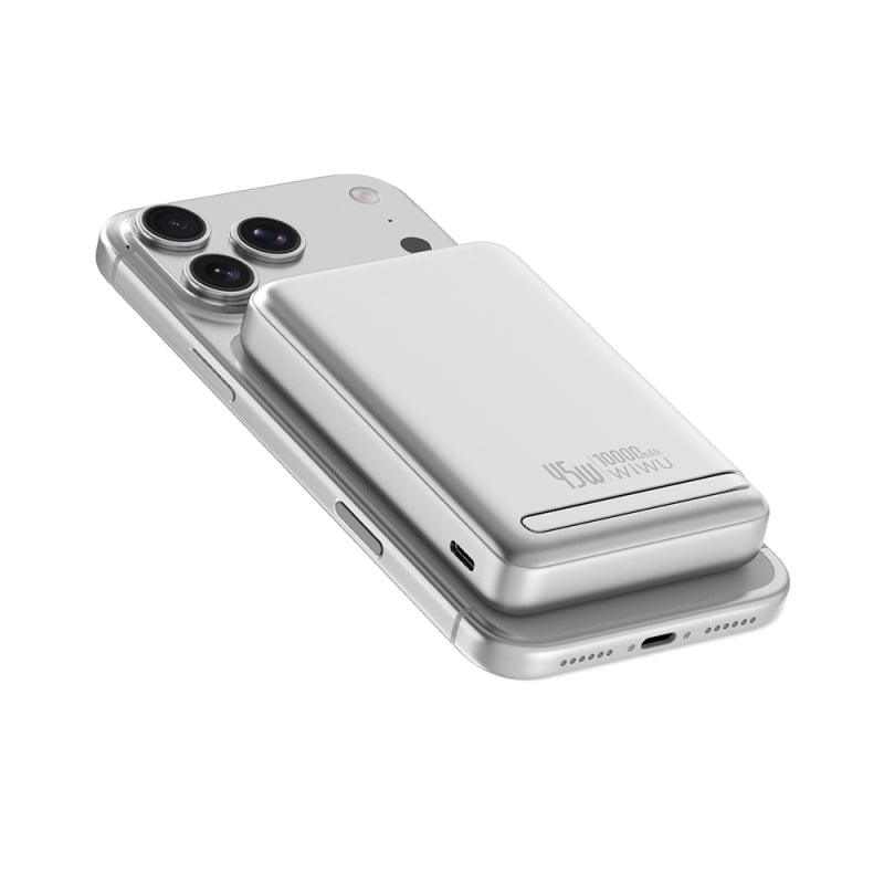 WiWU WI-P090 Mag Pro Qi2 10000mAh Manyetik Kablosuz Powerbank – Silver